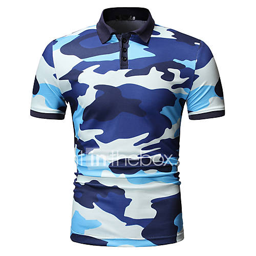 Heren Print Polo Camouflage Blauw Xl huismerk kopen in de aanbieding Heren Print Polo Camouflage Blauw Xl huismerk kopen in de aanbieding