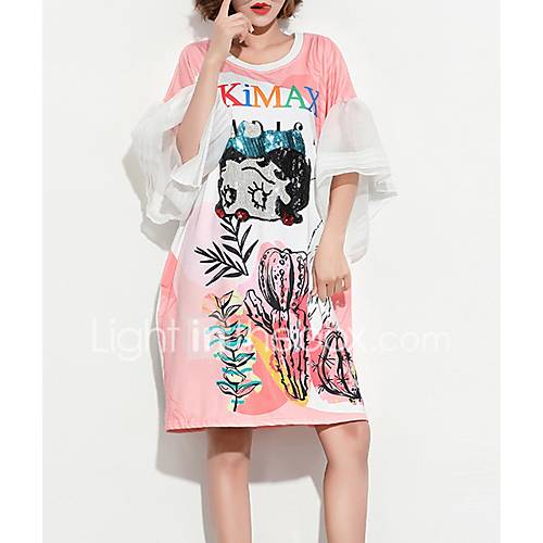 Dames Knielengte Een Lijnjurk Blozend Roze One Size huismerk kopen in de aanbieding