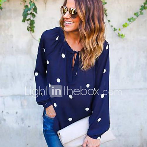 Dames Blouse Polka Dot Blauw huismerk kopen in de aanbieding