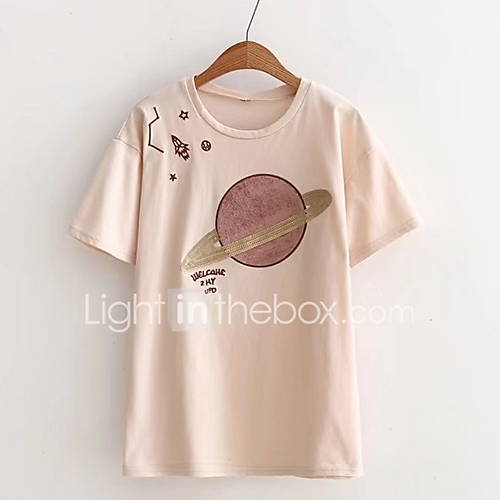 Dames Print T Shirt Geometrisch Wit Een Maat huismerk kopen in de aanbieding