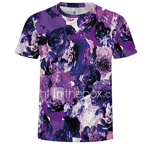 Heren Print T Shirt Bloemen Geometrisch 3D Paars Xxxxl huismerk kopen in de aanbieding