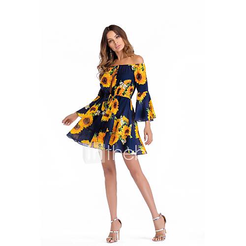 A Lijn Schouderafhangend Kort Mini Jersey Jurk Met Patroon Print Door Itatoo huismerk kopen in de aanbieding