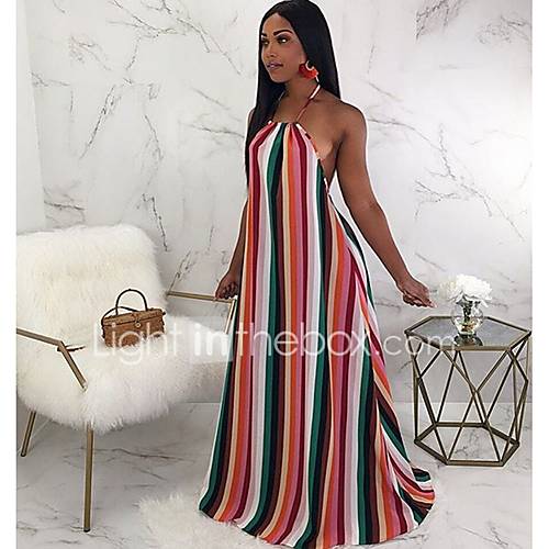 Dames Wijd Uitlopend Jurk Kleurenblok Print Midi huismerk kopen in de aanbieding