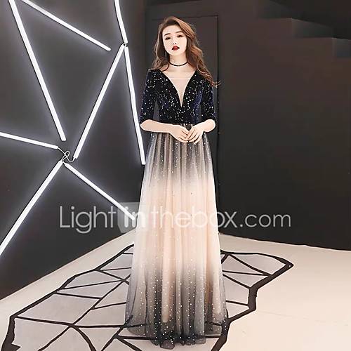 A Lijn V Wire Tot De Grond Tule Pailletten Jurk Met Door Lan Ting Express huismerk kopen in de aanbieding