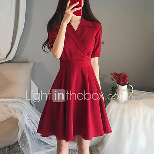 Dames Street Chic Verfijnd Schede Jurk Effen Geplooid Tot De Knie huismerk kopen in de aanbieding