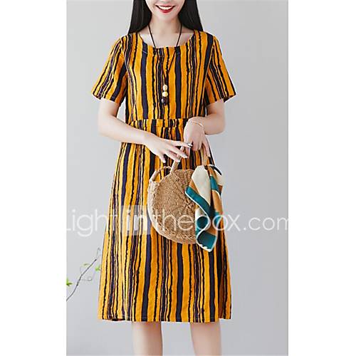 Dames Chinoiserie A Lijn Jurk Gestreept Patchwork Midi huismerk kopen in de aanbieding Dames Chinoiserie A Lijn Jurk Gestreept Patchwork Midi huismerk kopen in de aanbieding