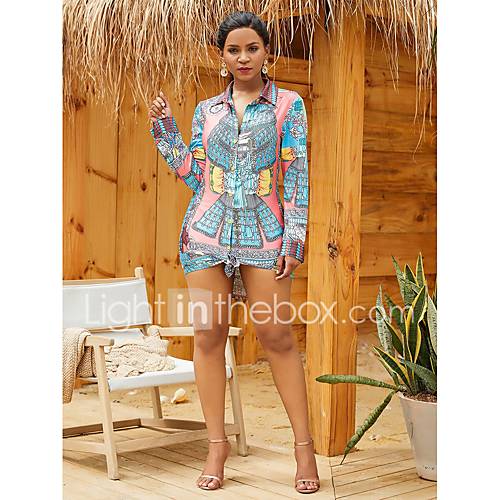 Dames Street Chic Overhemd Jurk Patchwork Boven De Knie huismerk kopen in de aanbieding