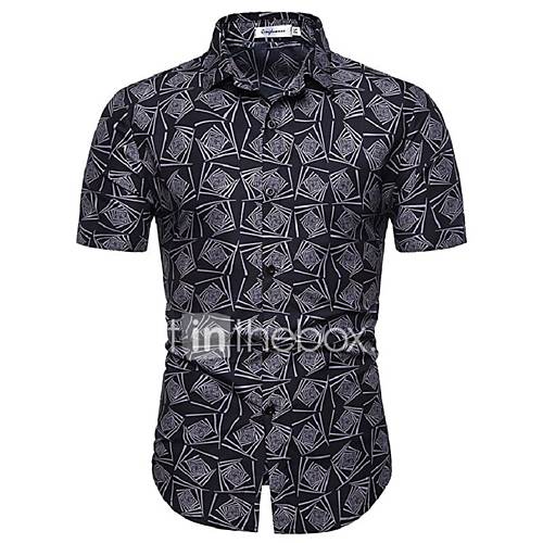 Heren Print Overhemd Bloemen Geometrisch Grafisch Zwart Xl huismerk kopen in de aanbieding Heren Print Overhemd Bloemen Geometrisch Grafisch Zwart Xl huismerk kopen in de aanbieding