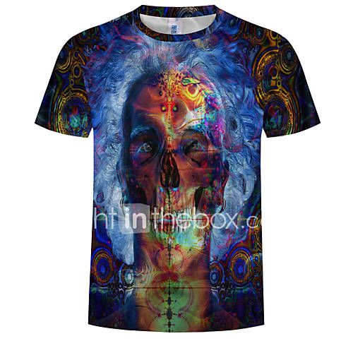 Heren Print T Shirt Kleurenblok 3D Doodskoppen Regenboog Xl huismerk kopen in de aanbieding