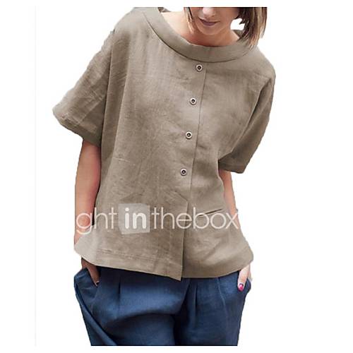 Dames T Shirt Effen Blauw Xl huismerk kopen in de aanbieding