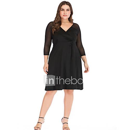 Dames Standaard Recht Jurk Effen Boven De Knie huismerk kopen in de aanbieding