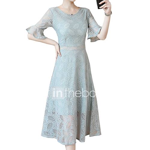 Dames Katoen A Lijn Jurk Midi huismerk kopen in de aanbieding