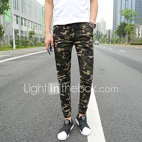 Heren Standaard Chinos Zwaar Katoen Broek Print Wit huismerk kopen in de aanbieding