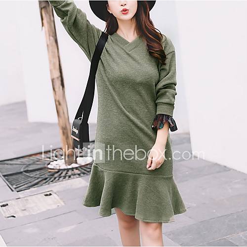 Dames Elegant Trompet Zeemeermin Jurk Effen Tot De Knie huismerk kopen in de aanbieding Dames Elegant Trompet Zeemeermin Jurk Effen Tot De Knie huismerk kopen in de aanbieding