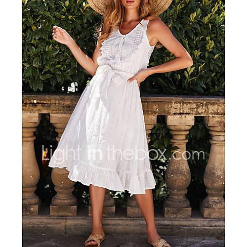 Dames Standaard Elegant A Lijn Jurk Effen Veters Patchwork Midi huismerk kopen in de aanbieding Dames Standaard Elegant A Lijn Jurk Effen Veters Patchwork Midi huismerk kopen in de aanbieding