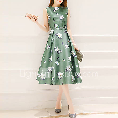 Dames Standaard Schede Jurk Bloemen Geometrisch Midi huismerk kopen in de aanbieding Dames Standaard Schede Jurk Bloemen Geometrisch Midi huismerk kopen in de aanbieding