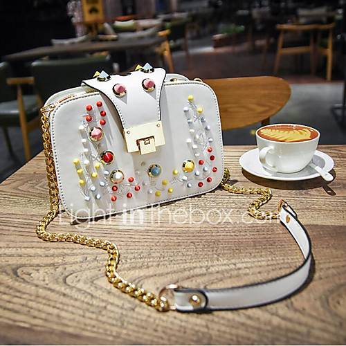 Dames Tassen Pu Crossbodytas Pareldetails Zwart Rood Blozend Roze huismerk kopen in de aanbieding