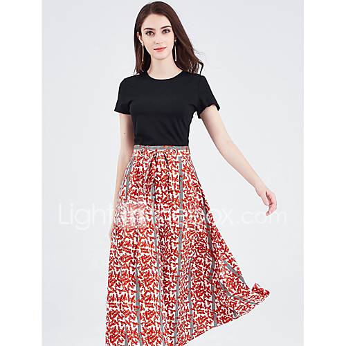 Dames Katoen Slank Wijd Uitlopend Jurk Maxi huismerk kopen in de aanbieding