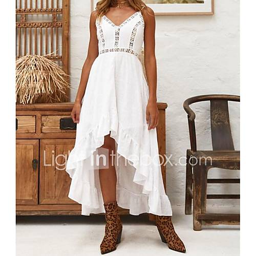 Dames Street Chic Chiffon Jurk Effen Kant Asymmetrisch huismerk kopen in de aanbieding Dames Street Chic Chiffon Jurk Effen Kant Asymmetrisch huismerk kopen in de aanbieding