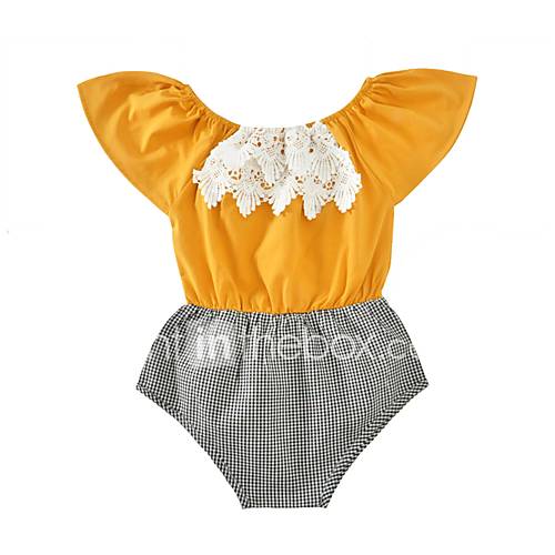 Baby Meisjes Actief Standaard Effen Blokken Kant Stijlvol Korte Mouw Katoen Polyester Eendelig Geel huismerk kopen in de aanbieding Baby Meisjes Actief Standaard Effen Blokken Kant Stijlvol Korte Mouw Katoen Polyester Eendelig Geel huismerk kopen in de aanbieding
