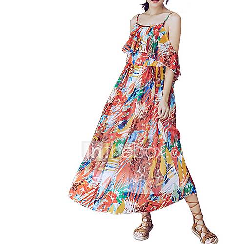 Dames A Lijn Jurk Regenboog Print Maxi huismerk kopen in de aanbieding Dames A Lijn Jurk Regenboog Print Maxi huismerk kopen in de aanbieding