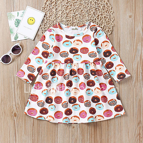 Baby Meisjes Actief Standaard Print Lange Mouw Katoen Jurk Rood huismerk kopen in de aanbieding