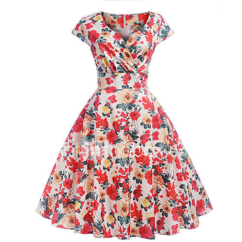 Dames Vintage Schede Jurk Polka Dot Print Boven De Knie huismerk kopen in de aanbieding