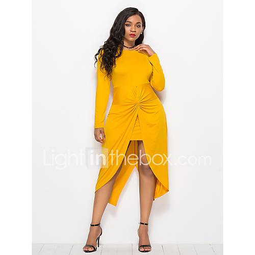 Dames Street Chic Schede Jurk Effen Met Ruches Midi huismerk kopen in de aanbieding