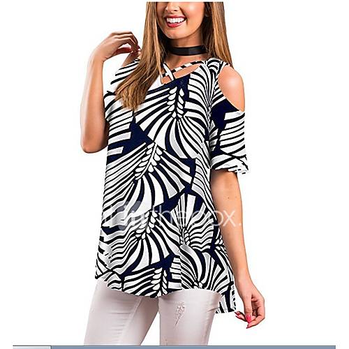 Dames Veters Print T Shirt Bloemen Geometrisch Zwart huismerk kopen in de aanbieding