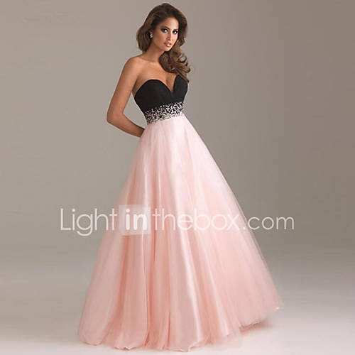 A Lijn Sweetheart Tot De Grond Tule Pailletten Jurk Met Door Lan Ting Express huismerk kopen in de aanbieding