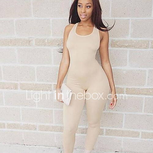 Dames Standaard Bandje Zwart Beige Wijn Haak Slank Jumpsuit Effen Patchwork M L Xl huismerk kopen in de aanbieding