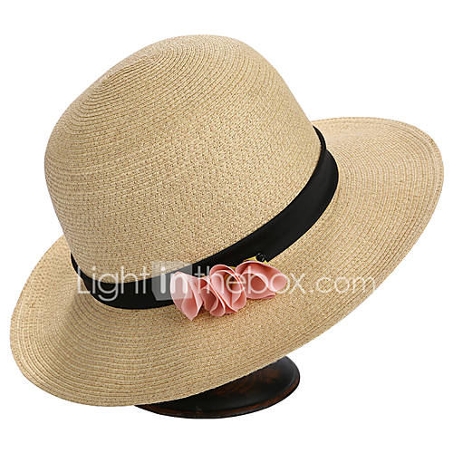 Dames Leuke En Mooie Style Strobloemenprint Strohoed Lente Zomer Blozend Roze Khaki huismerk kopen in de aanbieding