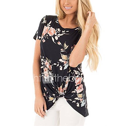 Dames Geplooid T Shirt Bloemen Geometrisch Rood huismerk kopen in de aanbieding
