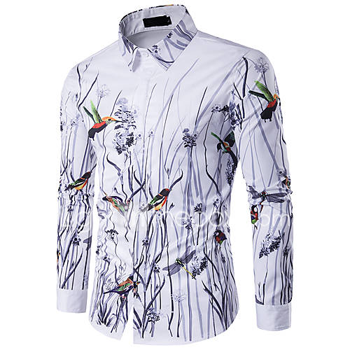 Heren Print Overhemd Bloemen Geometrisch Dier Wit Xl huismerk kopen in de aanbieding Heren Print Overhemd Bloemen Geometrisch Dier Wit Xl huismerk kopen in de aanbieding