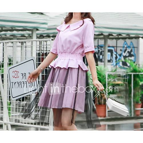 Dames Knielengte Een Lijnjurk Rood Blauw M huismerk kopen in de aanbieding