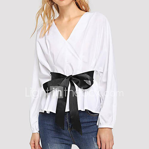 Dames Veters Overhemd Effen Wit huismerk kopen in de aanbieding