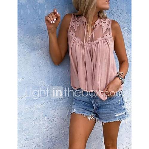 Dames Netstof Patchwork Blouse Effen Blozend Roze Xxxl huismerk kopen in de aanbieding