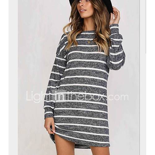 Dames Katoen Recht Jurk Boven De Knie huismerk kopen in de aanbieding