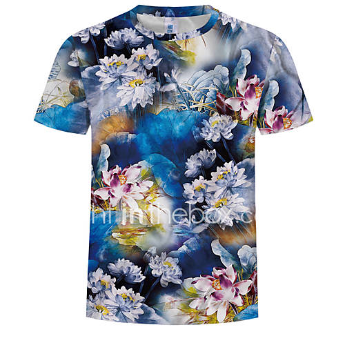 Heren Print T Shirt Bloemen Kleurenblok Regenboog Xxxxl huismerk kopen in de aanbieding