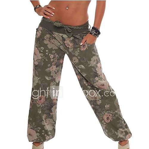 Dames Street Chic Chinos Zwaar Katoen Broek Bloemen Blozend Roze huismerk kopen in de aanbieding