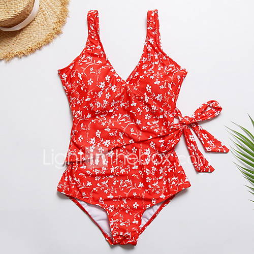 Dames Rood Geel Wijn Eendelig Zwemkleding Bloemen M L Xl huismerk kopen in de aanbieding