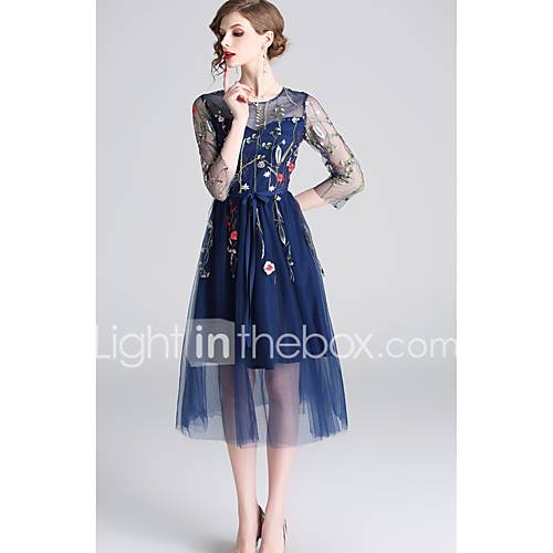 A Lijn Met Sieraad Over De Knie Tule Jurk Borduurwerk Door Lan Ting Express huismerk kopen in de aanbieding