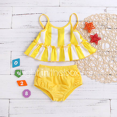 Kinderen Meisjes Actief Standaard Effen Blote Rug Mouwloos Polyester Badmode Geel huismerk kopen in de aanbieding