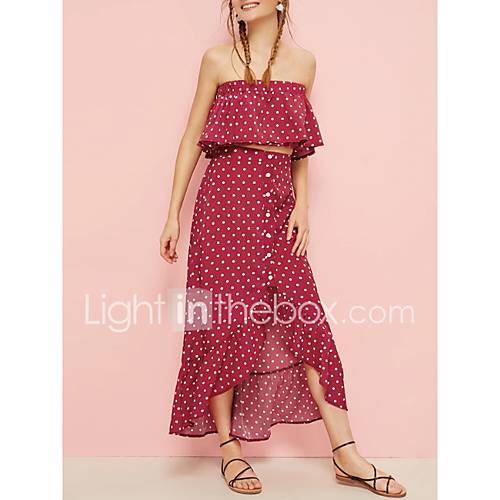 Asymmetrische Swingjurk Voor Dames Strapless Chiffon Red S M L Xl huismerk kopen in de aanbieding