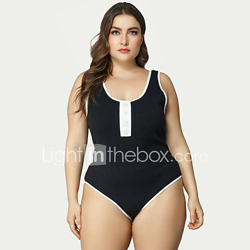 Dames Bodysuit Kleurenblok Zwart Xxl huismerk kopen in de aanbieding
