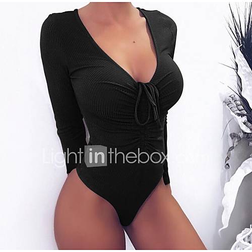 Dames Standaard Diepe V Hals Wit Zwart Wijn Breedbeen Babypakje Effen M L Xl huismerk kopen in de aanbieding