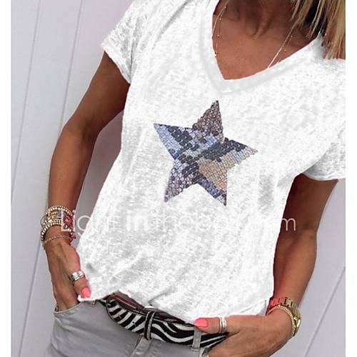 Dames Print T Shirt Geometrisch Klaver huismerk kopen in de aanbieding Dames Print T Shirt Geometrisch Klaver huismerk kopen in de aanbieding