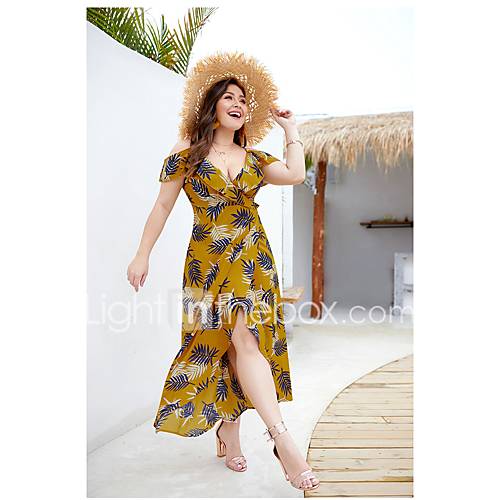 Dames Standaard Boho Wijd Uitlopend Jurk Bloemen Print Maxi huismerk kopen in de aanbieding