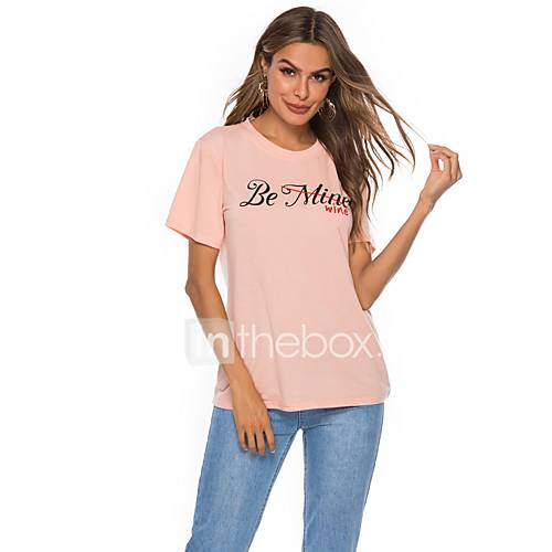 Dames T Shirt Letter Blozend Roze huismerk kopen in de aanbieding Dames T Shirt Letter Blozend Roze huismerk kopen in de aanbieding