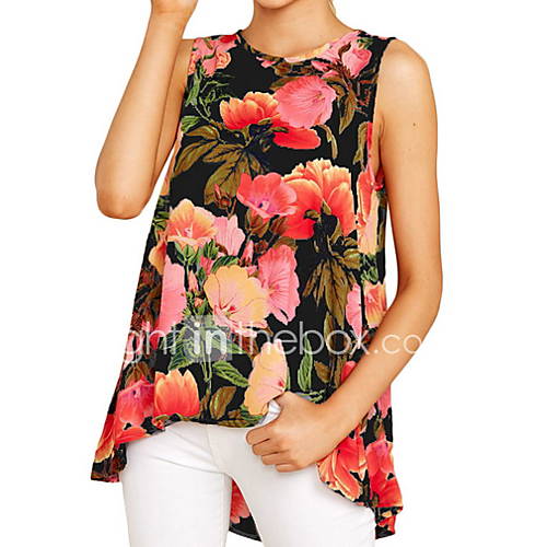 Dames Print T Shirt Bloemen Blauw huismerk kopen in de aanbieding